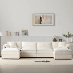 136 U-förmiges Chenille-Ecksofa mit zwei Ottomanen