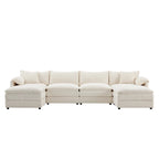 136 U-förmiges Chenille-Ecksofa mit zwei Ottomanen