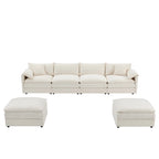 136 U-förmiges Chenille-Ecksofa mit zwei Ottomanen