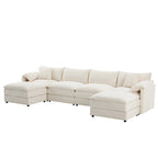 136 U-förmiges Chenille-Ecksofa mit zwei Ottomanen