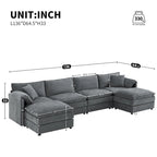 136 U-förmiges Chenille-Ecksofa mit zwei Ottomanen