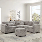 97 Chenille L-förmiges Schlafsofa mit Stauraum-Ottomane