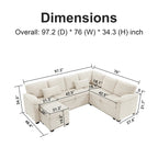 97 Chenille L-förmiges Schlafsofa mit Stauraum-Ottomane