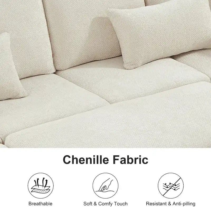 97 Chenille L-förmiges Schlafsofa mit Stauraum-Ottomane