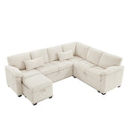 97 Chenille L-förmiges Schlafsofa mit Stauraum-Ottomane