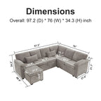 97 Chenille L-förmiges Schlafsofa mit Stauraum-Ottomane