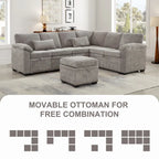 97 Chenille L-förmiges Schlafsofa mit Stauraum-Ottomane