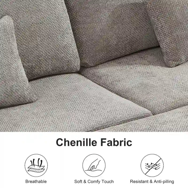 97 Chenille L-förmiges Schlafsofa mit Stauraum-Ottomane