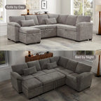 97 Chenille L-förmiges Schlafsofa mit Stauraum-Ottomane