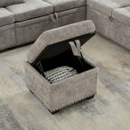 97 Chenille L-förmiges Schlafsofa mit Stauraum-Ottomane