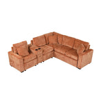 120,5 Chenille L-förmiges Schlafsofa mit Stauraum und Becherhaltern