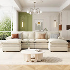 Roomfitters U-förmiges Chenille-Sofa mit verstellbaren Armlehnenkissen, perfekt für Wohnzimmer, Büros, geräumige Bereiche
