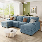 Roomfitters U-förmiges Chenille-Sofa mit verstellbaren Armlehnenkissen, perfekt für Wohnzimmer, Büros, geräumige Bereiche