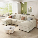 Roomfitters U-förmiges Chenille-Sofa mit verstellbaren Armlehnenkissen, perfekt für Wohnzimmer, Büros, geräumige Bereiche
