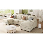 Roomfitters U-förmiges Chenille-Sofa mit verstellbaren Armlehnenkissen, perfekt für Wohnzimmer, Büros, geräumige Bereiche