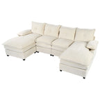 Roomfitters U-förmiges Chenille-Sofa mit verstellbaren Armlehnenkissen, perfekt für Wohnzimmer, Büros, geräumige Bereiche