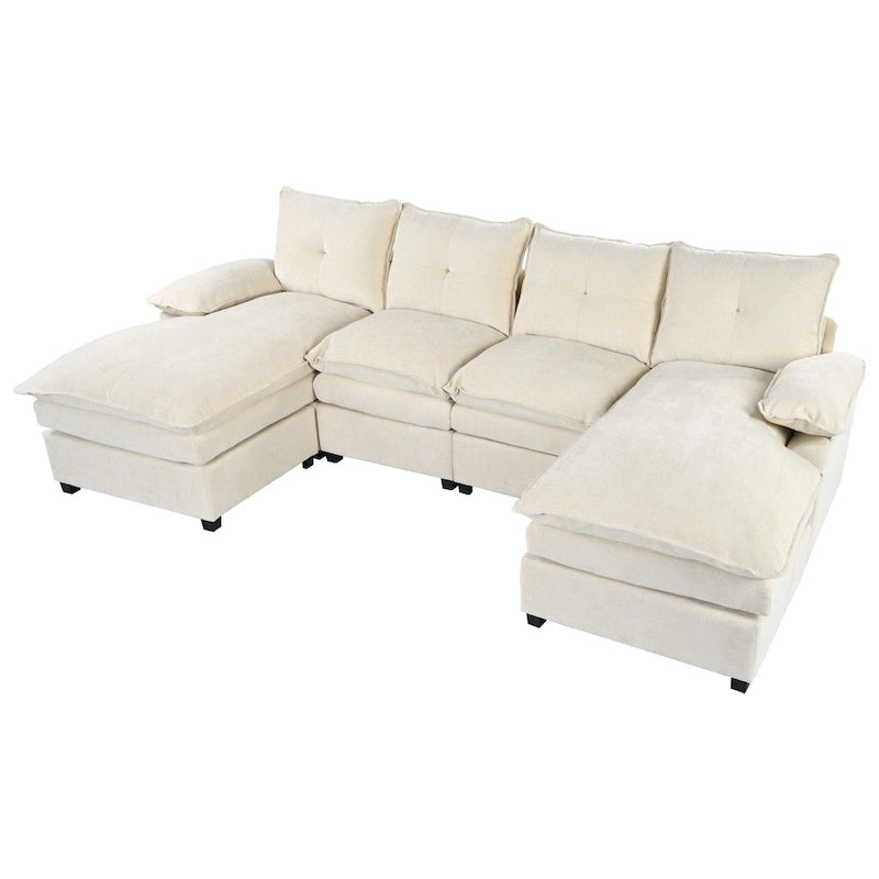Roomfitters U-förmiges Chenille-Sofa mit verstellbaren Armlehnenkissen, perfekt für Wohnzimmer, Büros, geräumige Bereiche