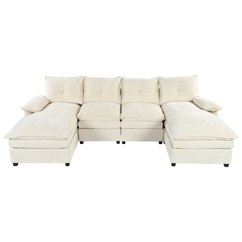 Roomfitters U-förmiges Chenille-Sofa mit verstellbaren Armlehnenkissen, perfekt für Wohnzimmer, Büros, geräumige Bereiche