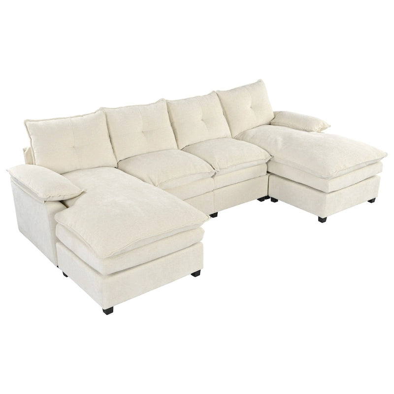 Roomfitters U-förmiges Chenille-Sofa mit verstellbaren Armlehnenkissen, perfekt für Wohnzimmer, Büros, geräumige Bereiche