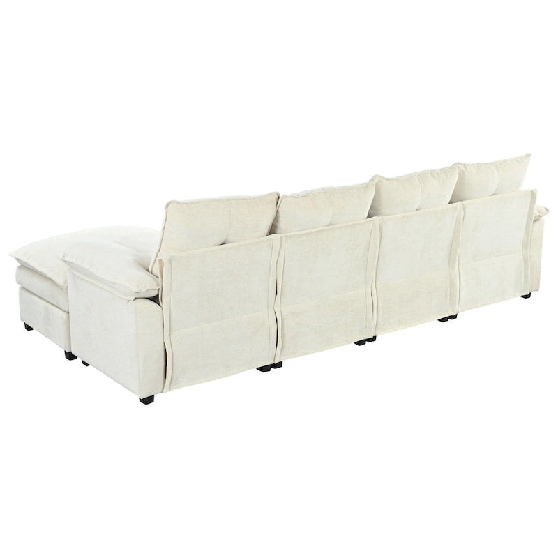 Roomfitters U-förmiges Chenille-Sofa mit verstellbaren Armlehnenkissen, perfekt für Wohnzimmer, Büros, geräumige Bereiche