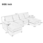 Roomfitters U-förmiges Chenille-Sofa mit verstellbaren Armlehnenkissen, perfekt für Wohnzimmer, Büros, geräumige Bereiche
