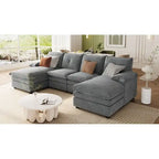 Roomfitters U-förmiges Chenille-Sofa mit verstellbaren Armlehnenkissen, perfekt für Wohnzimmer, Büros, geräumige Bereiche