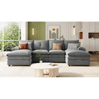 Roomfitters U-förmiges Chenille-Sofa mit verstellbaren Armlehnenkissen, perfekt für Wohnzimmer, Büros, geräumige Bereiche