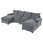 Roomfitters U-förmiges Chenille-Sofa mit verstellbaren Armlehnenkissen, perfekt für Wohnzimmer, Büros, geräumige Bereiche