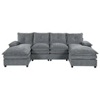Roomfitters U-förmiges Chenille-Sofa mit verstellbaren Armlehnenkissen, perfekt für Wohnzimmer, Büros, geräumige Bereiche
