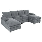 Roomfitters U-förmiges Chenille-Sofa mit verstellbaren Armlehnenkissen, perfekt für Wohnzimmer, Büros, geräumige Bereiche