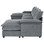 Roomfitters U-förmiges Chenille-Sofa mit verstellbaren Armlehnenkissen, perfekt für Wohnzimmer, Büros, geräumige Bereiche