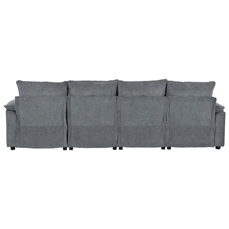 Roomfitters U-förmiges Chenille-Sofa mit verstellbaren Armlehnenkissen, perfekt für Wohnzimmer, Büros, geräumige Bereiche