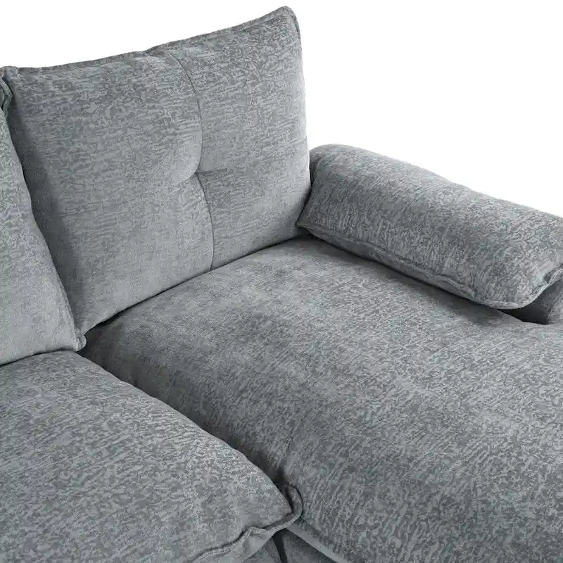 Roomfitters U-förmiges Chenille-Sofa mit verstellbaren Armlehnenkissen, perfekt für Wohnzimmer, Büros, geräumige Bereiche
