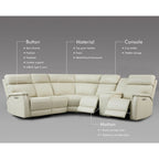 Sofa mit Konsolenbox, verstellbarer Kopfstütze, USB- und USB-C-Anschluss, 1 motorisierter Sessel ohne Armlehnen, aus echtem Leder und mit elektrischer Relaxfunktion