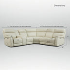 Sofa mit Konsolenbox, verstellbarer Kopfstütze, USB- und USB-C-Anschluss, 1 motorisierter Sessel ohne Armlehnen, aus echtem Leder und mit elektrischer Relaxfunktion