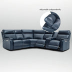 Sofa mit Konsolenbox, verstellbarer Kopfstütze, USB- und USB-C-Anschluss, 1 motorisierter Sessel ohne Armlehnen, aus echtem Leder und mit elektrischer Relaxfunktion