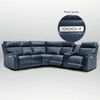 Sofa mit Konsolenbox, verstellbarer Kopfstütze, USB- und USB-C-Anschluss, 1 motorisierter Sessel ohne Armlehnen, aus echtem Leder und mit elektrischer Relaxfunktion