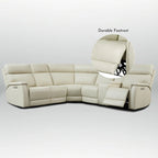 Sofa mit Konsolenbox, verstellbarer Kopfstütze, USB- und USB-C-Anschluss, 1 motorisierter Sessel ohne Armlehnen, aus echtem Leder und mit elektrischer Relaxfunktion