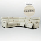 Sofa mit Konsolenbox, verstellbarer Kopfstütze, USB- und USB-C-Anschluss, 1 motorisierter Sessel ohne Armlehnen, aus echtem Leder und mit elektrischer Relaxfunktion