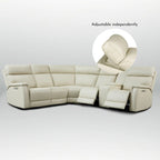 Sofa mit Konsolenbox, verstellbarer Kopfstütze, USB- und USB-C-Anschluss, 1 motorisierter Sessel ohne Armlehnen, aus echtem Leder und mit elektrischer Relaxfunktion