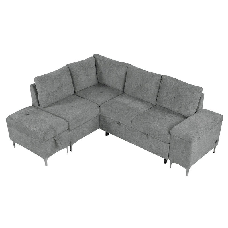 Elektrisches Ecksofa mit Relaxfunktion, Becherhaltern, USB-Anschlüssen und Steckdose für das Wohnzimmer