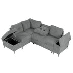 Elektrisches Ecksofa mit Relaxfunktion, Becherhaltern, USB-Anschlüssen und Steckdose für das Wohnzimmer
