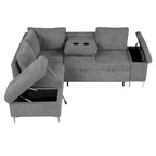 Elektrisches Ecksofa mit Relaxfunktion, Becherhaltern, USB-Anschlüssen und Steckdose für das Wohnzimmer