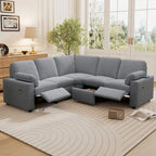 Sofa mit elektrischer Relaxfunktion, 2 Ablageschubladen und USB-Anschlüssen, L-förmiges Ecksofa für Heimkino im Wohnzimmer