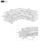 Sofa mit elektrischer Relaxfunktion, 2 Ablageschubladen und USB-Anschlüssen, L-förmiges Ecksofa für Heimkino im Wohnzimmer
