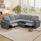 Sofa mit elektrischer Relaxfunktion, 2 Ablageschubladen und USB-Anschlüssen, L-förmiges Ecksofa für Heimkino im Wohnzimmer