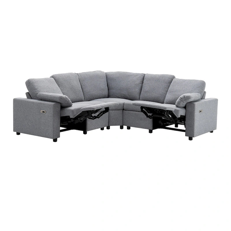 Sofa mit elektrischer Relaxfunktion, 2 Ablageschubladen und USB-Anschlüssen, L-förmiges Ecksofa für Heimkino im Wohnzimmer