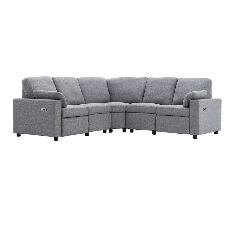 Sofa mit elektrischer Relaxfunktion, 2 Ablageschubladen und USB-Anschlüssen, L-förmiges Ecksofa für Heimkino im Wohnzimmer