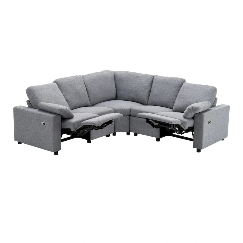 Sofa mit elektrischer Relaxfunktion, 2 Ablageschubladen und USB-Anschlüssen, L-förmiges Ecksofa für Heimkino im Wohnzimmer
