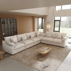 Großes Ecksofa aus Leinen für das Wohnzimmer-Set